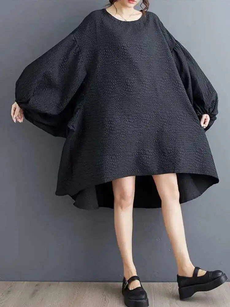 Asymmetric Hem Black Dress | MzStar Fashion | view 2