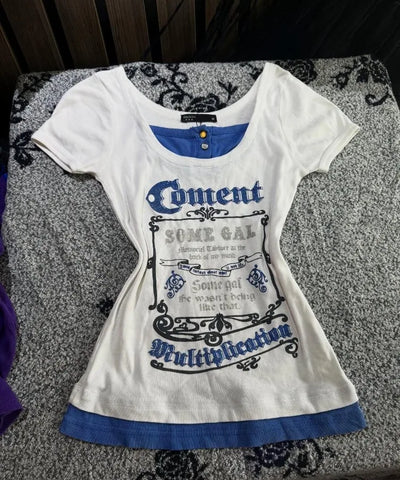 Y2K Patchwork Layered Tee | MzStar Fashion