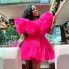 Hot Pink Ruffle Organza Mini Dress | MzStar Fashion