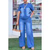 Denim Tee & Wide-Leg Pants Set | MzStar Fashion | view 8