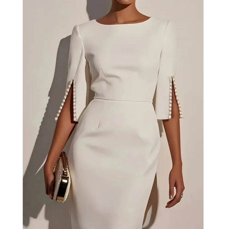 Beaded Half-Sleeve Midi Dress | MzStar Fashion | view 5