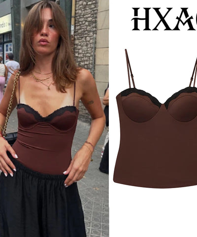 Brown Lace Bustier Cami | MzStar Fashion