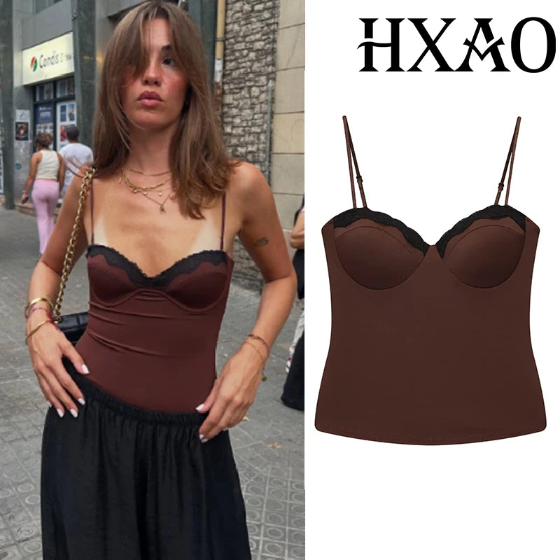 Brown Lace Bustier Cami | MzStar Fashion