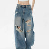 Classic Ripped Wide-Leg Jeans | MzStar Fashion