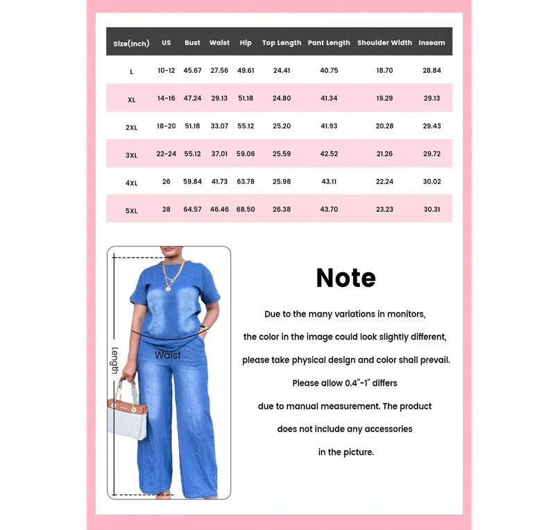 Denim Tee & Wide-Leg Pants Set | MzStar Fashion | view 7