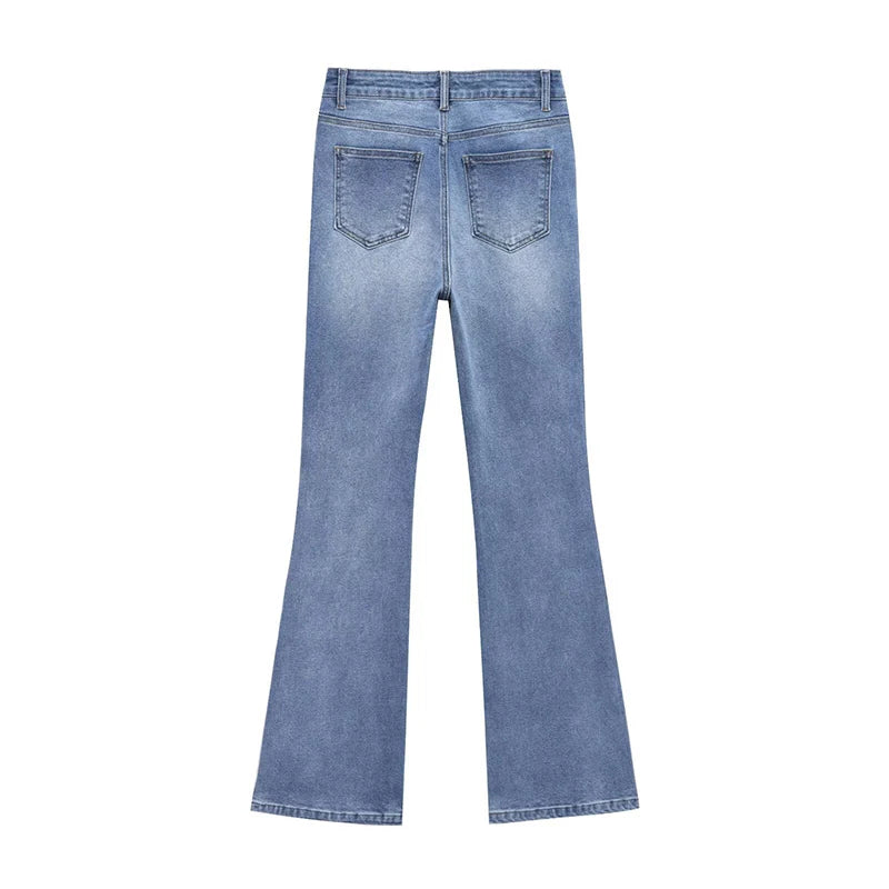 Metal Button Flared Jeans | MzStar Fashion | view 7