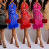 Diamond Mesh Halter Cocktail Dress | MzStar Fashion | view 8