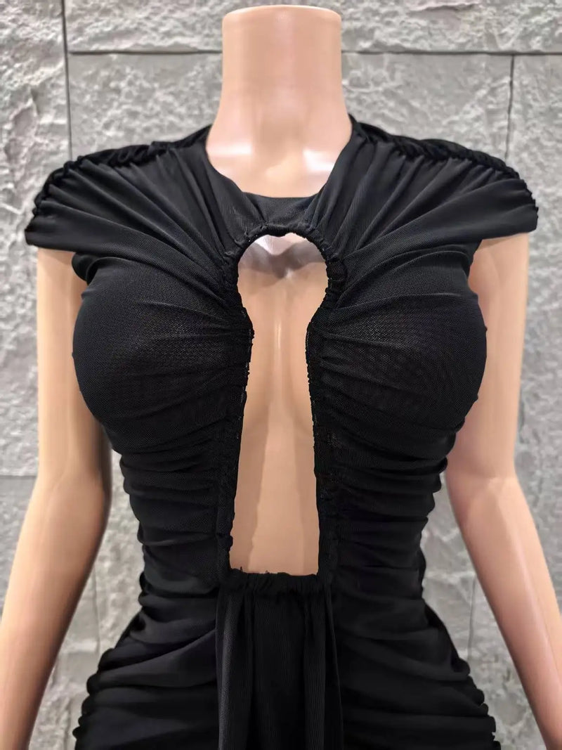 Black Keyhole Bodycon Maxi Dress | MzStar Fashion | view 8