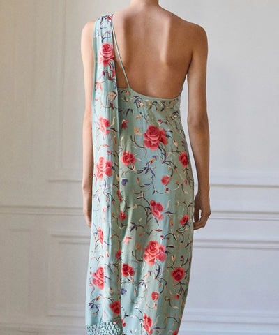 Boho Print Asymmetric Tassel Dress