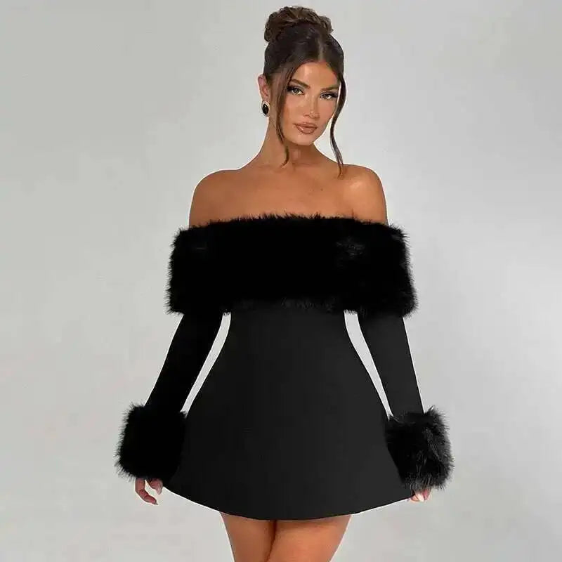 Off-Shoulder Long-Sleeve Mini Dress | MzStar Fashion | view 2