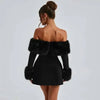 Off-Shoulder Long-Sleeve Mini Dress | MzStar Fashion | view 4