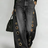 Gold Eyelet Wide-Leg Jeans | MzStar Fashion | view 4