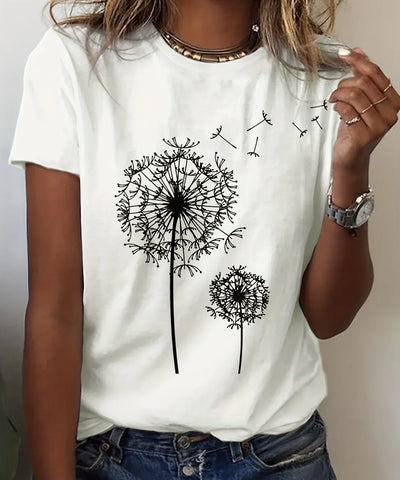 Dandelion Print Tee | MzStar Fashion