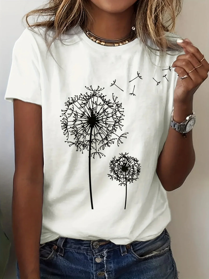 Dandelion Print Tee | MzStar Fashion