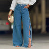 Braided Trim Side-Slit Jeans | MzStar Fashion