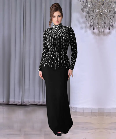 Pearl Beaded Bodycon Evening Dress