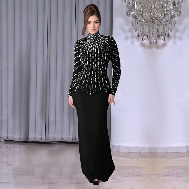 Pearl Beaded Bodycon Evening Dress | MzStar Fashion | view 2