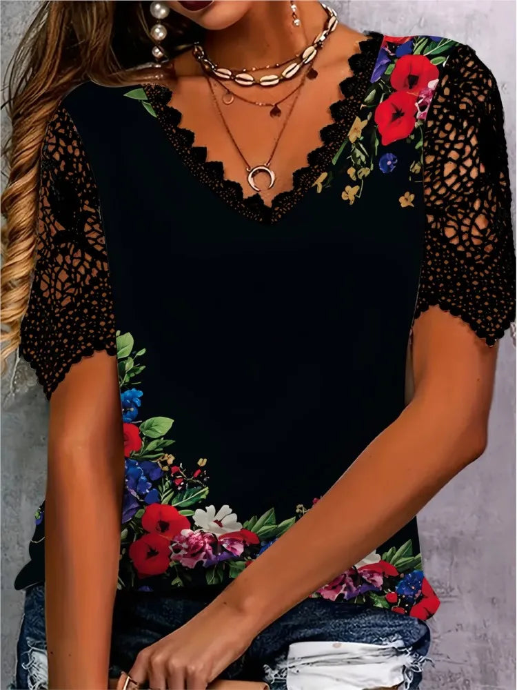 Floral Lace Crochet Tee | MzStar Fashion | view 4