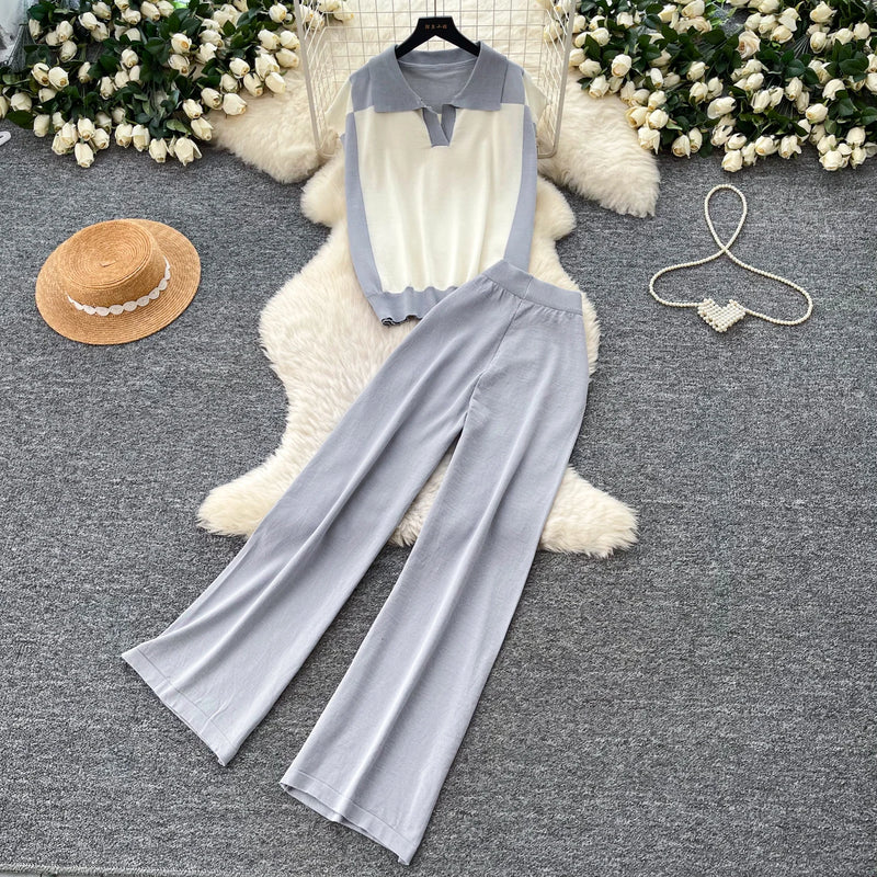 V-Neck Knit Two-Piece Set | MzStar Fashion | view 3