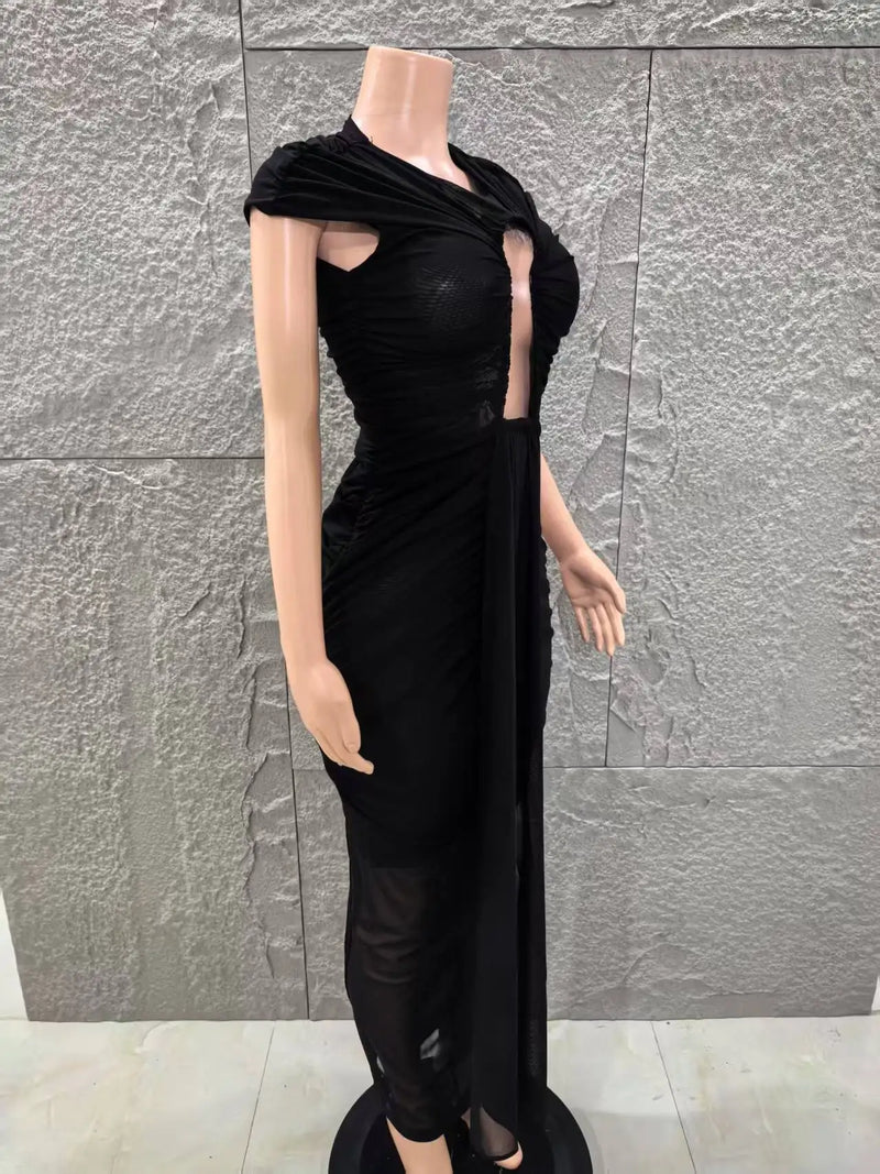 Black Keyhole Bodycon Maxi Dress | MzStar Fashion | view 4
