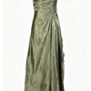 Olive Satin One-Shoulder Gown | MzStar Fashion | view 4