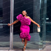 Pink Velvet Off-Shoulder Dress | MzStar Fashion | view 4