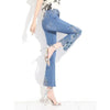 Embroidered Ankle Micro-Flare Jeans | MzStar Fashion | view 6