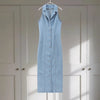 Denim Button-Front Maxi Dress | MzStar Fashion | view 7