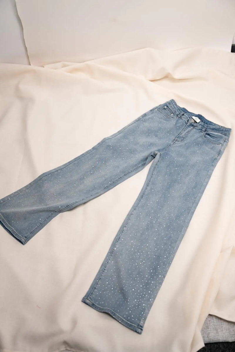 Rhinestone Washed Mom Jeans | MzStar Fashion | view 5