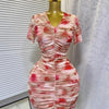 Tie-Dye Mesh Pleated Dress | MzStar Fashion
