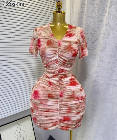 Tie-Dye Mesh Pleated Dress | MzStar Fashion