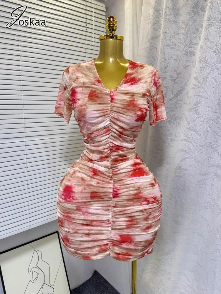 Tie-Dye Mesh Pleated Dress | MzStar Fashion