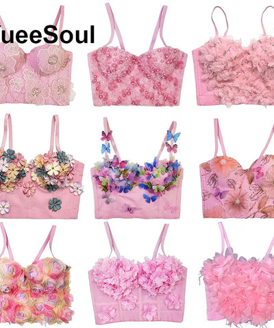 Pink Floral Y2K Corset Top | MzStar Fashion