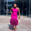 Pink Velvet Off-Shoulder Dress | MzStar Fashion | view 5