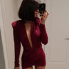 Ruched Deep-V Bodycon Dress | MzStar Fashion