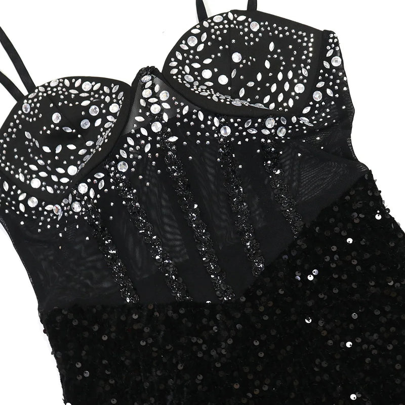 Sheer Sleeve Sequin Gown | MzStar Fashion | view 6