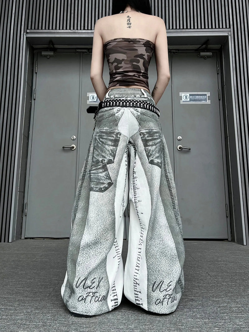 Tie-Dye Print Wide-Leg Jeans | MzStar Fashion | view 3