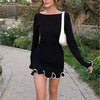 Ruffle Hem Knit Mini Dress | MzStar Fashion