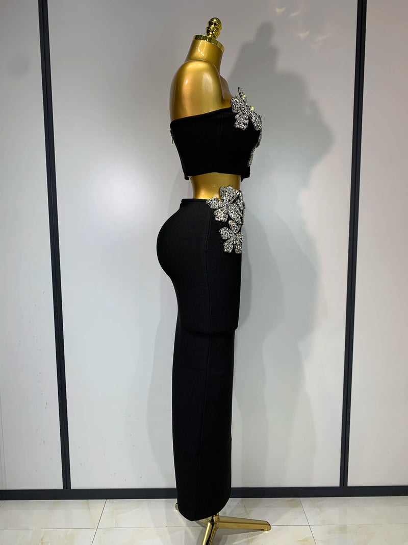 Flower Diamond Bandage Maxi Set | MzStar Fashion | view 3