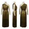 Golden Pleated One-Shoulder Gown | MzStar Fashion | view 5