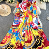 Vintage Print Lace-Up Maxi Dress | MzStar Fashion | view 2