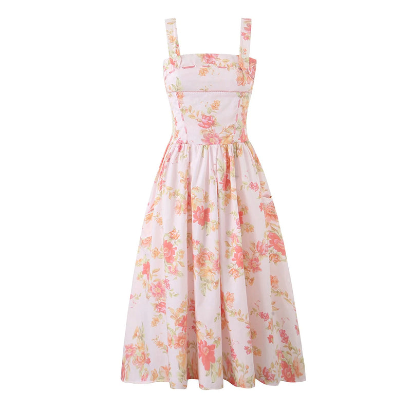 Pink Floral Ribbon Tank Dress | MzStar Fashion | view 3