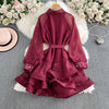 Rhinestone Ruffle Lace-Up Dress | MzStar Fashion | view 6