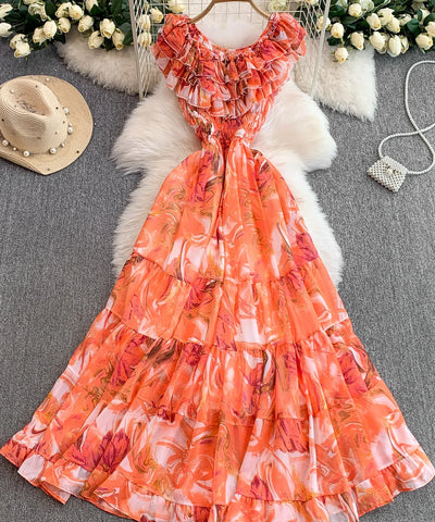 Lace Trim Tiered Midi Dress | MzStar Fashion
