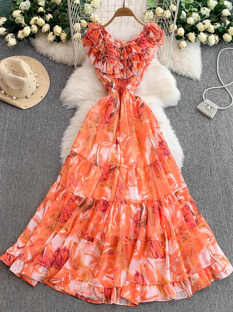 Lace Trim Tiered Midi Dress | MzStar Fashion