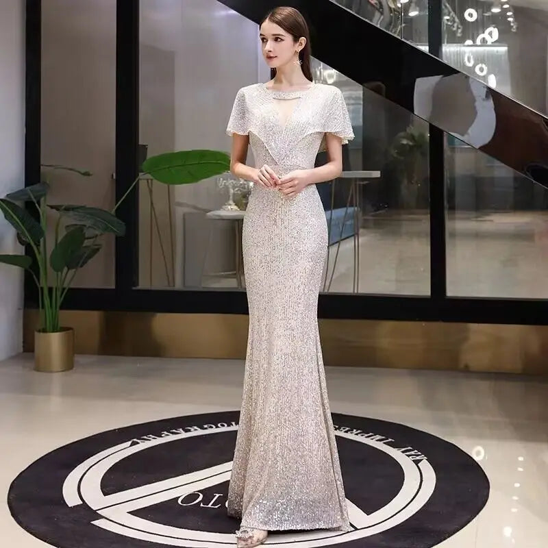 Champagne Fishtail Evening Gown | MzStar Fashion | view 3