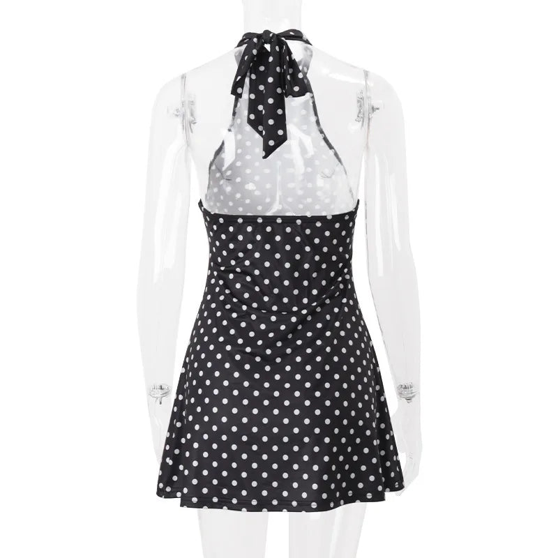 Polka Dot Backless Halter Dress | MzStar Fashion | view 3