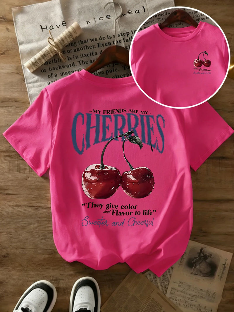 Cherry Print Oversized Tee | MzStar Fashion | view 4