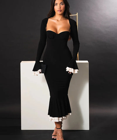 Square Neck Bodycon Maxi Dress