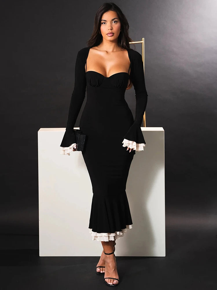 Square Neck Bodycon Maxi Dress | MzStar Fashion | view 2